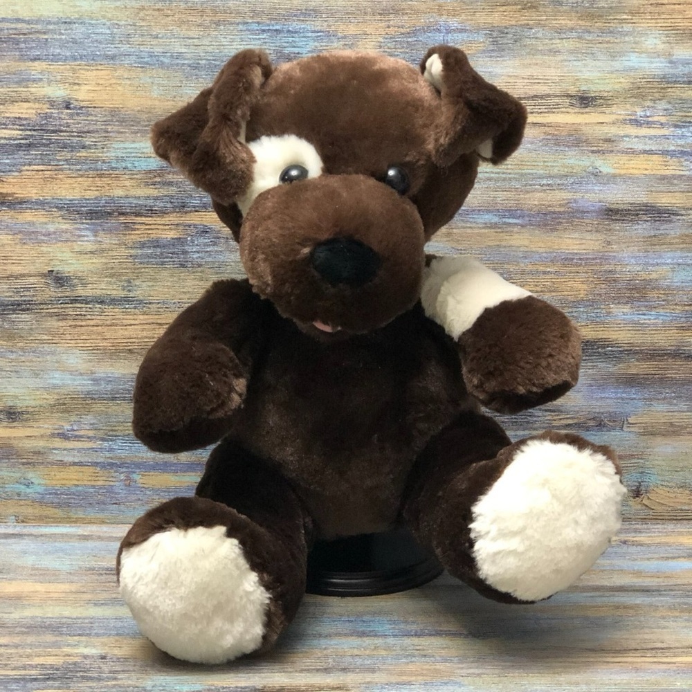 🔥🔥Build a Bear Dog 2011 Stuffed Animal 12" Dark Brown Light Spot Eye Plush Toy